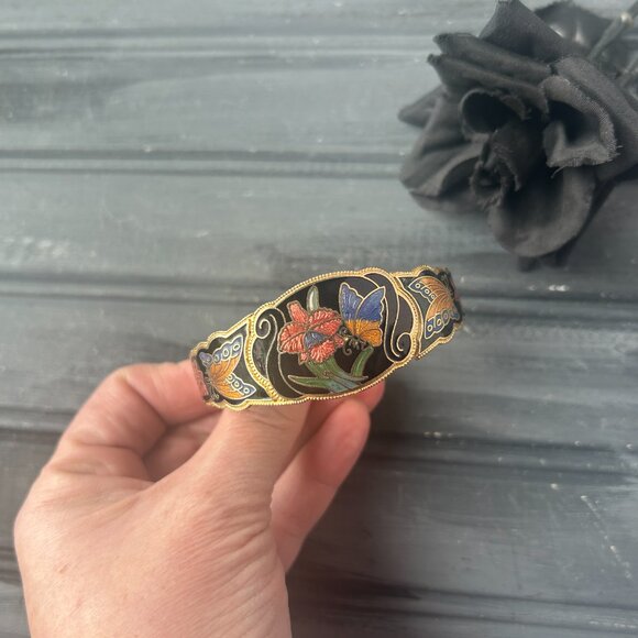 Black Cloisonne Cuff Bracelet - Picture 4 of 10